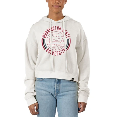 Women's Uscape Apparel White Washington State Cougars Pigment Dyed Fleece Crop Hoodie