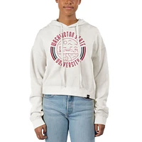 Women's Uscape Apparel White Washington State Cougars Pigment Dyed Fleece Crop Hoodie