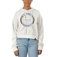 Women's Uscape Apparel White West Virginia Mountaineers Pigment Dyed Fleece Crop Hoodie