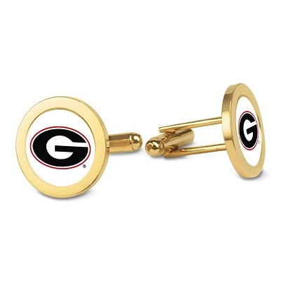 Gold Georgia Bulldogs Logo Cufflinks