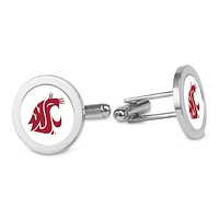 Silver Washington State Cougars Logo Cufflinks