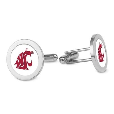 Silver Washington State Cougars Logo Cufflinks