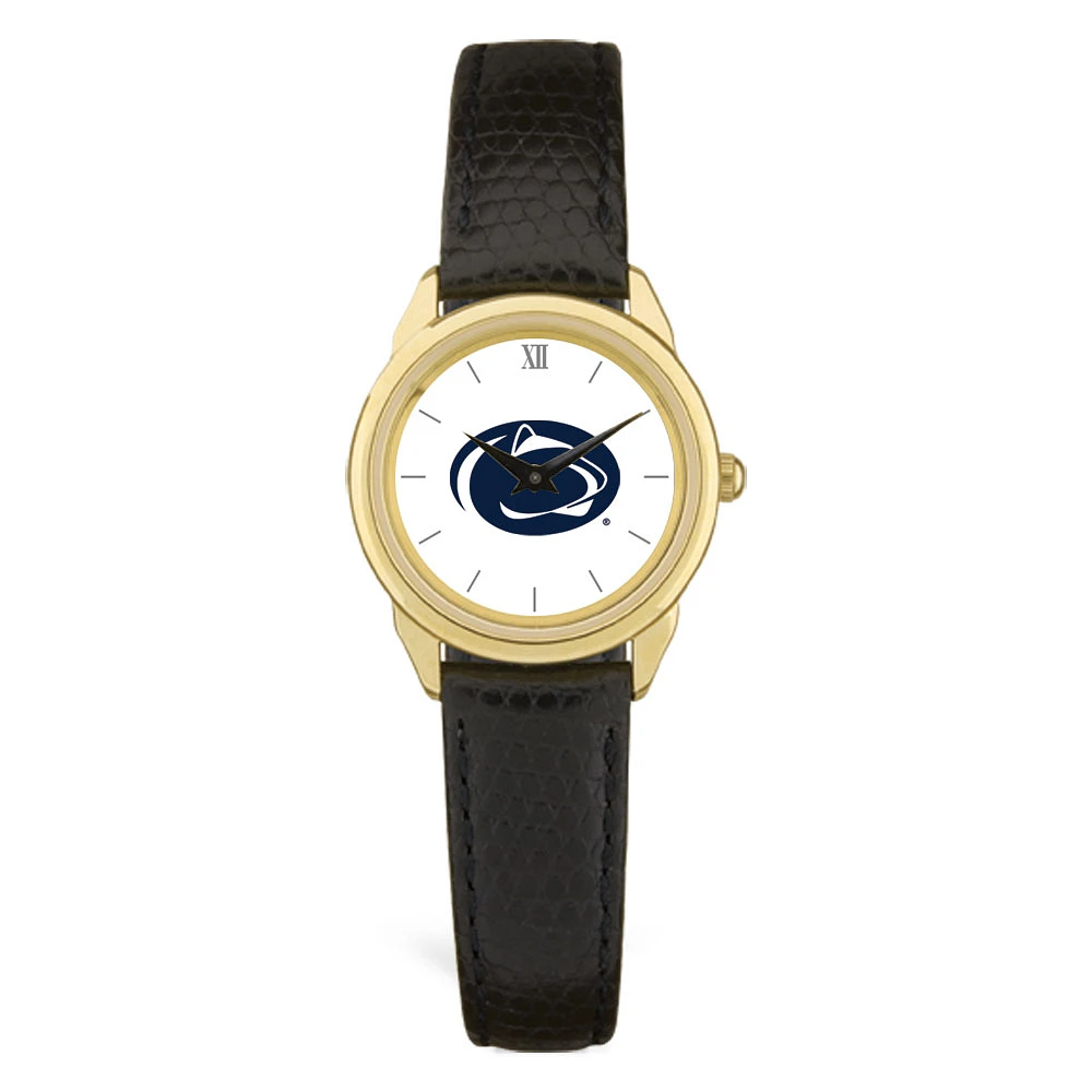 Women's Gold/Black Penn State Nittany Lions Medallion Leather Watch