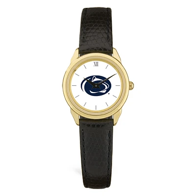 Women's Gold/Black Penn State Nittany Lions Medallion Leather Watch