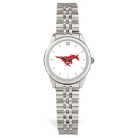 Women's Silver SMU Mustangs Logo Medallion Rolled Link Bracelet Wristwatch