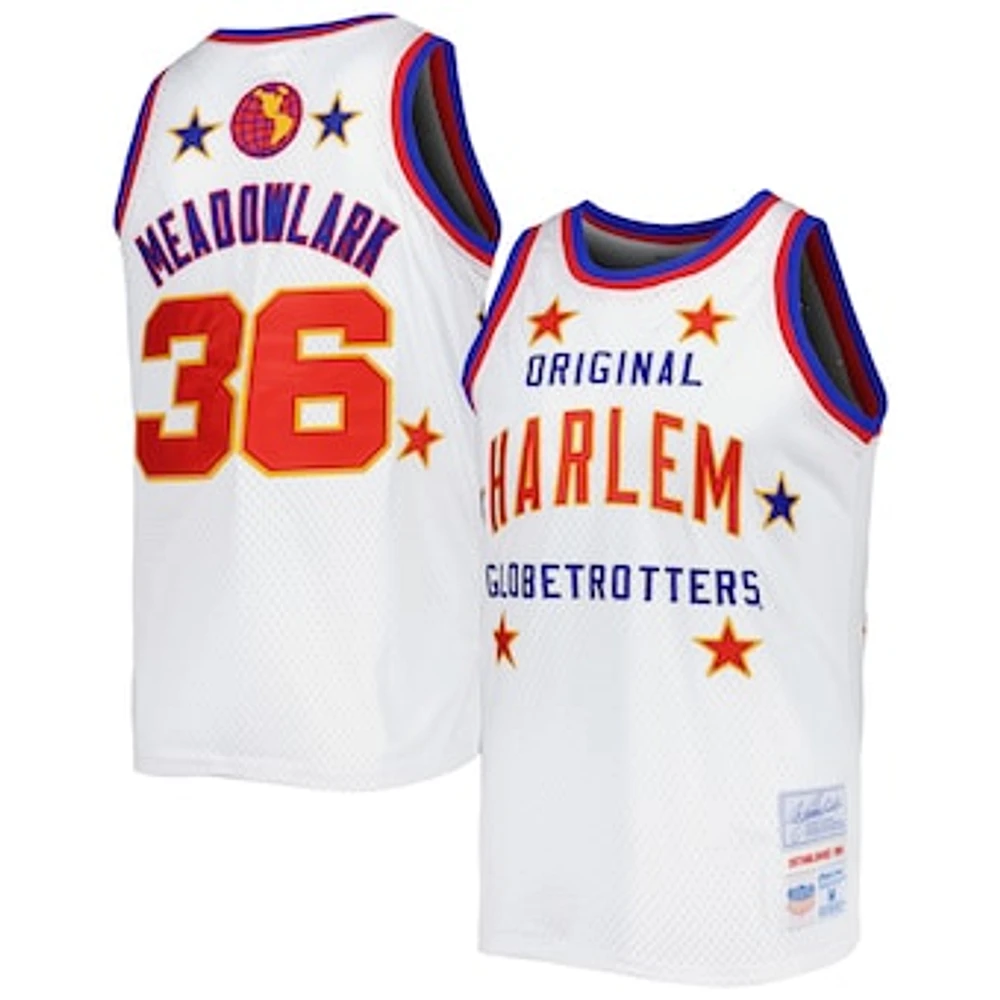 Men's Rings & Crwns Meadowlark Lemon White Harlem Globetrotters Swingman Jersey