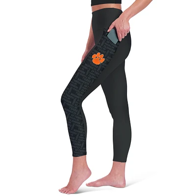 Women's Black Clemson Tigers High Waist Two-Pocket Leggings