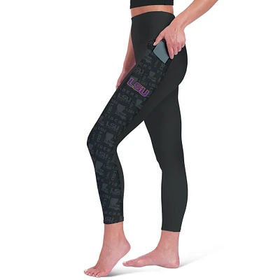 Women's Black LSU Tigers High Waist Two-Pocket Leggings