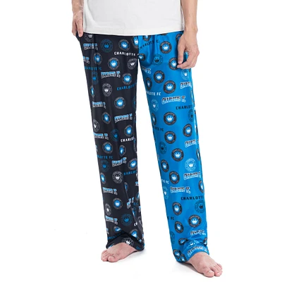 Men's Concepts Sport Blue/Black Charlotte FC Breakthrough Split Design Knit Sleep Pants