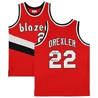 Clyde Drexler Red Portland Trail Blazers Autographed Mitchell & Ness 1983-84 Swingman Jersey with "NBA Top 75" Inscription