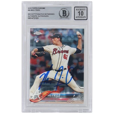 Max Fried Atlanta Braves Autographed 2018 Topps Chrome MLB #66 Beckett Fanatics Witnessed Authenticated 10 Rookie Card