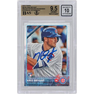 Kris Bryant Chicago Cubs Autographed 2015 Topps MLB Batting #616 Beckett Fanatics Witnessed Authenticated 9.5/10 Rookie Card