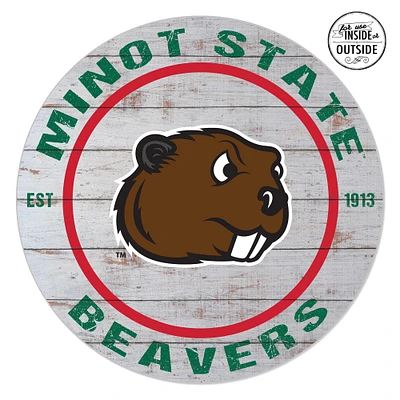 Minot State Beavers 20'' x 20'' Indoor/Outdoor Weathered Circle Sign