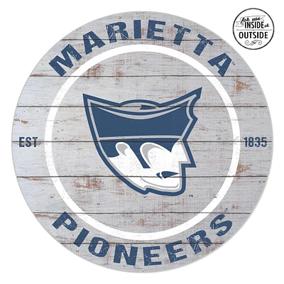 Marietta College Pioneers 20'' x 20'' Indoor/Outdoor Weathered Circle Sign