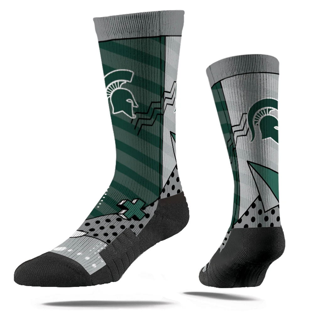 Strideline Michigan State Spartans Geo Block Crew Socks