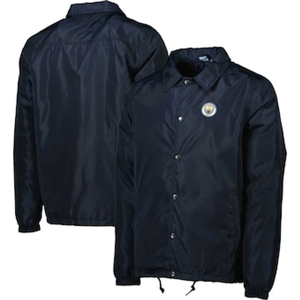 Men's Navy Manchester City Coaches Full-Snap Jacket