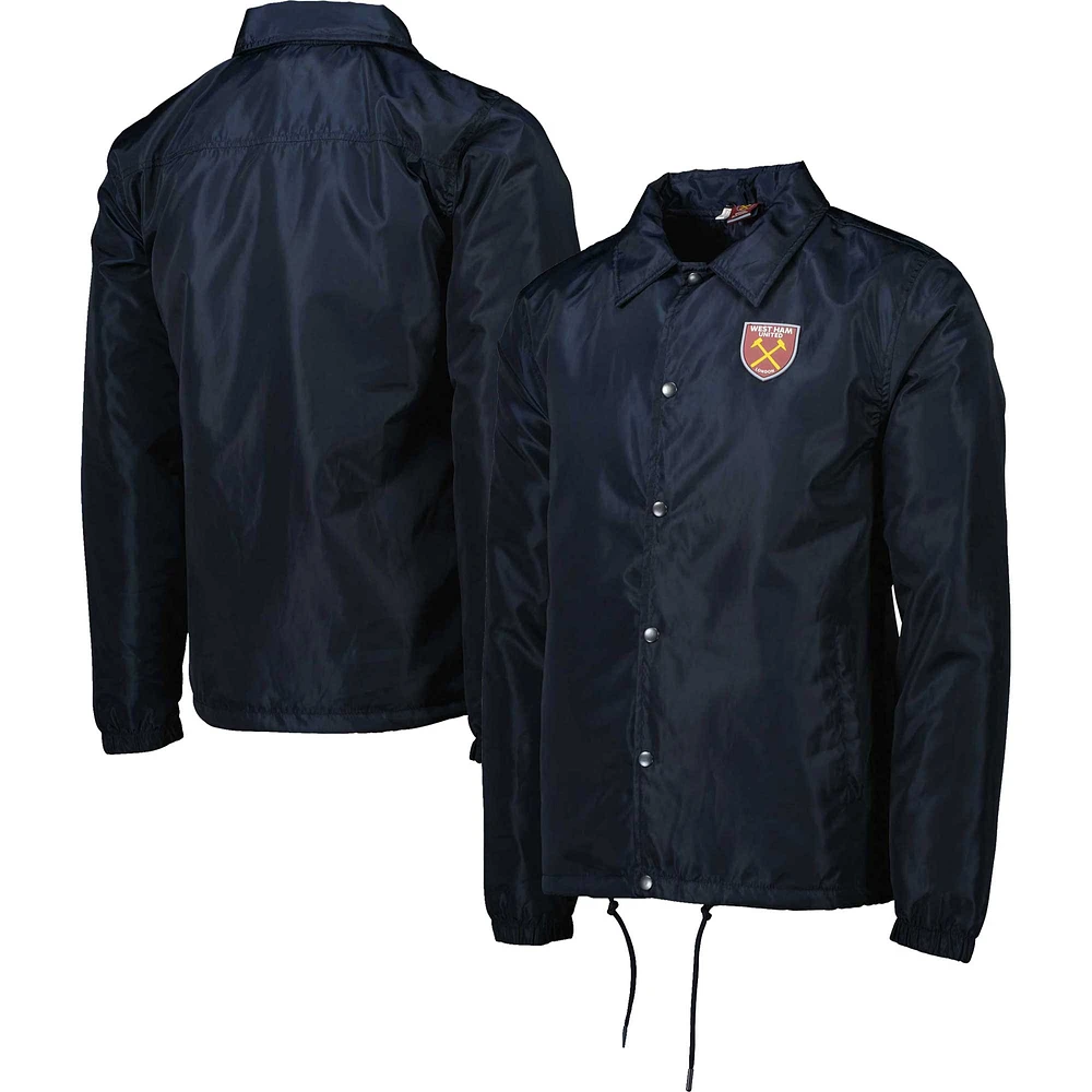 Men's Navy West Ham United Coaches Full-Snap Jacket