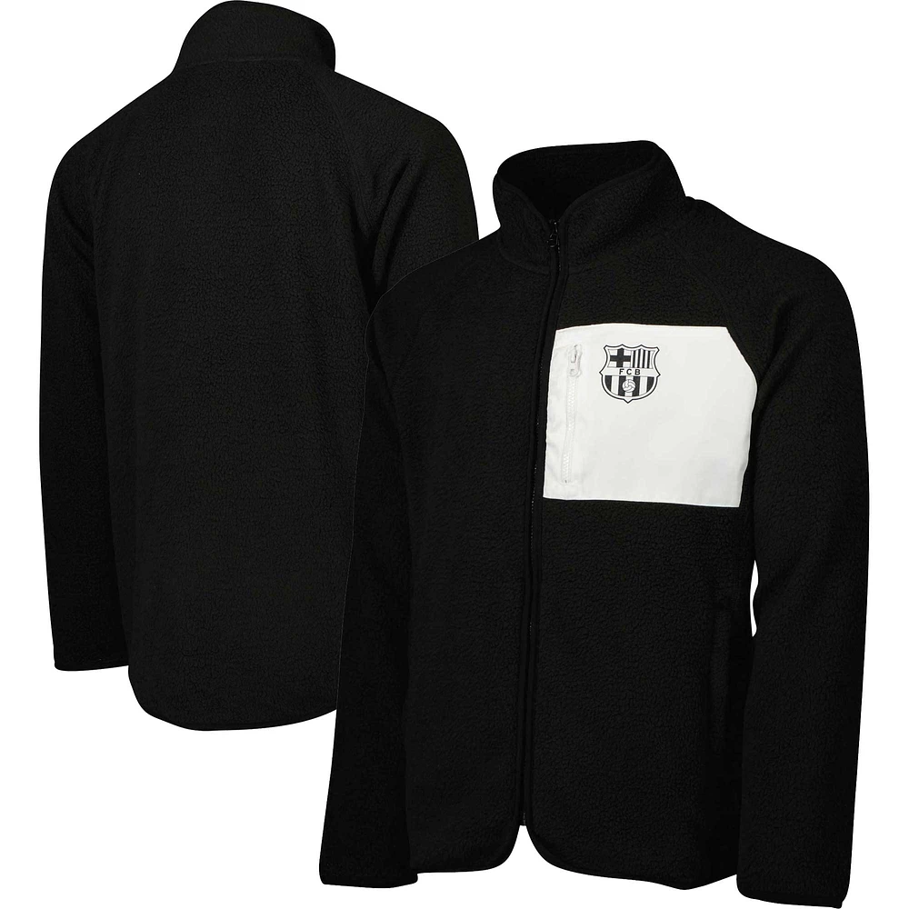 Men's Black Barcelona Pile Raglan Full-Zip Jacket