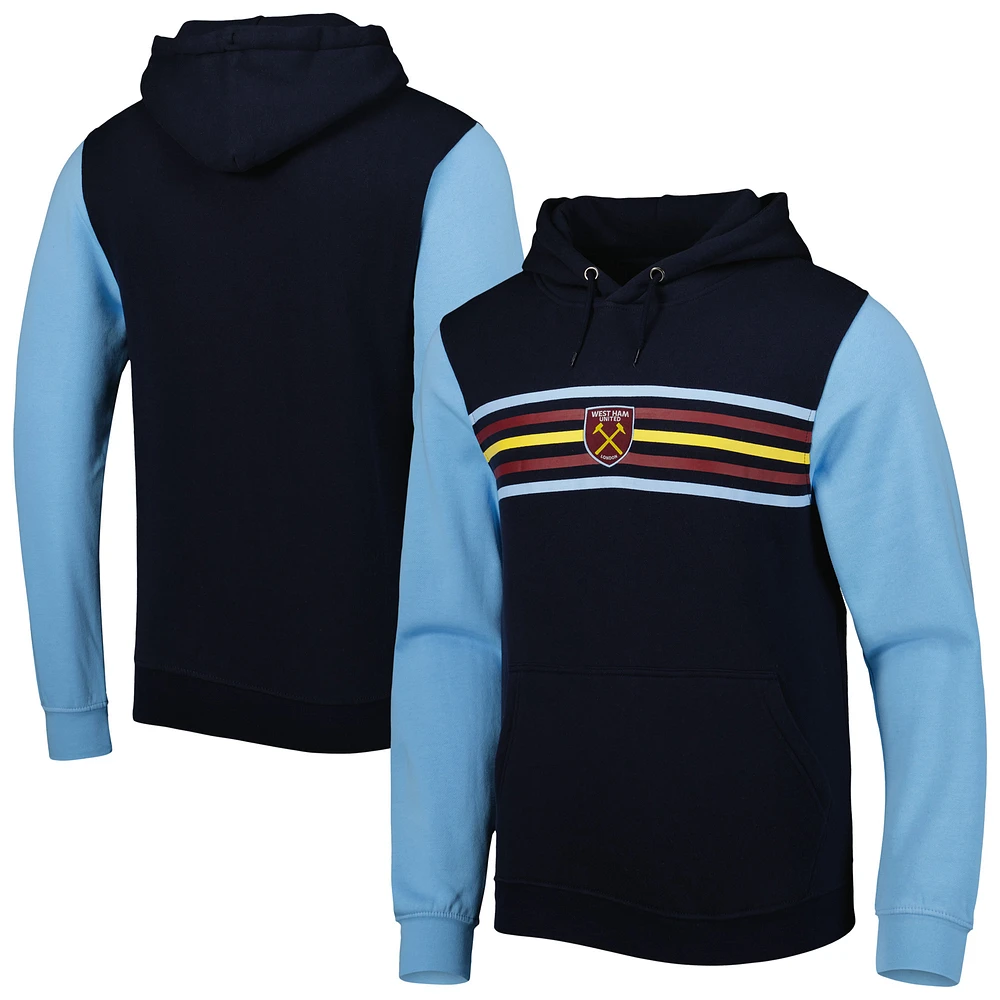 Men's Navy/Blue West Ham United Striped Raglan Pullover Hoodie