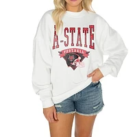 Women's Gameday Couture White Arkansas State Red Wolves Good Vibes Premium Fleece Drop Shoulder Pullover Sweatshirt