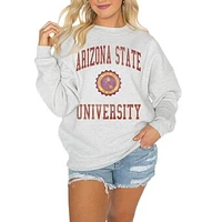 Women's Gameday Couture Steel Arizona State Sun Devils Oversized Good Vibes Premium Fleece Drop Shoulder Pullover Sweatshirt