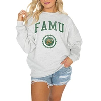 Women's Gameday Couture Steel Florida A&M Rattlers Oversized Good Vibes Premium Fleece Drop Shoulder Pullover Sweatshirt