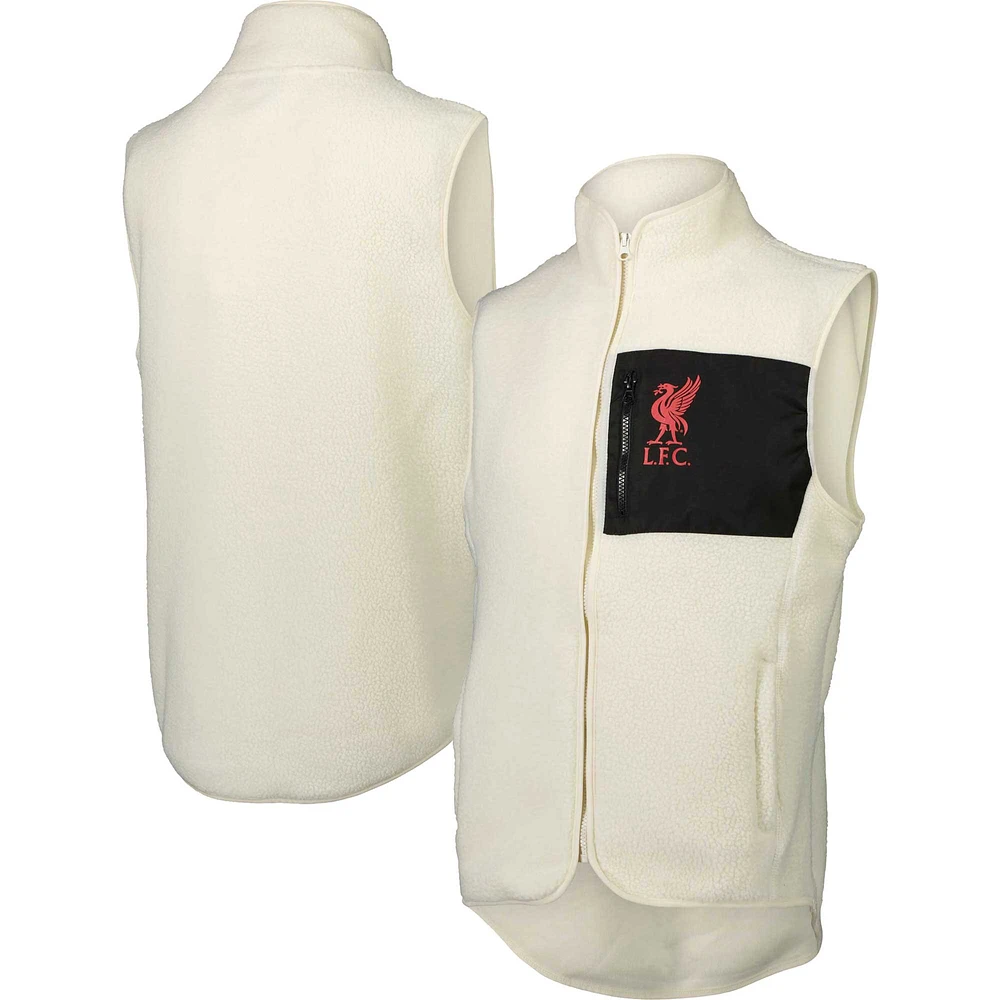 Men's White Liverpool Pile Full-Zip Vest