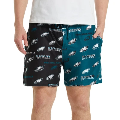 Men's Concepts Sport Midnight Green/Black Philadelphia Eagles Breakthrough AOP Knit Split Shorts