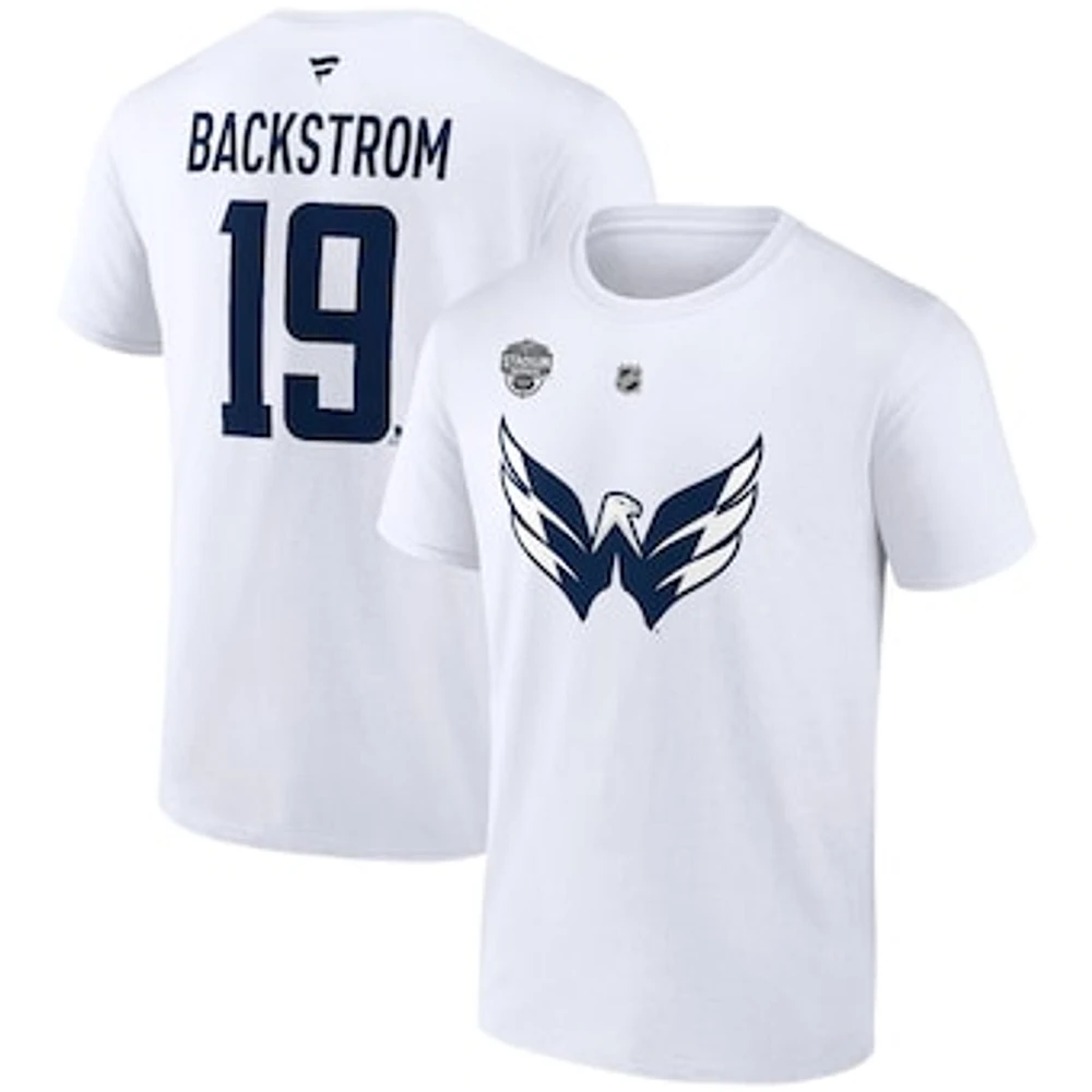 Men's Fanatics Nicklas Backstrom White Washington Capitals 2023 NHL Stadium Series Name & Number T-Shirt