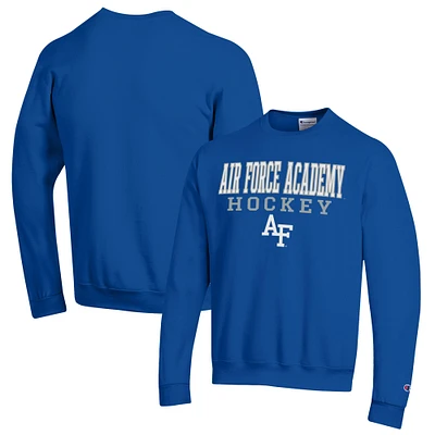 Men's Champion Royal Air Force Falcons Stack Logo Hockey Powerblend Pullover Sweatshirt