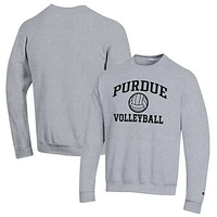Men's Champion Heather Gray Purdue Boilermakers Volleyball Icon Powerblend Pullover Sweatshirt