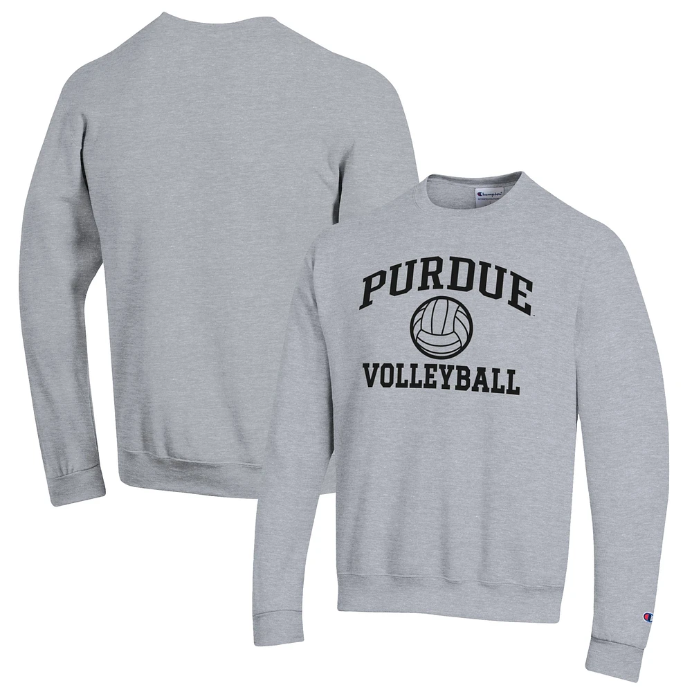Men's Champion Heather Gray Purdue Boilermakers Volleyball Icon Powerblend Pullover Sweatshirt