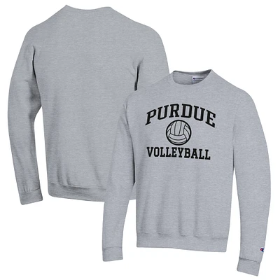 Men's Champion Heather Gray Purdue Boilermakers Volleyball Icon Powerblend Pullover Sweatshirt