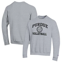 Men's Champion Heather Gray Purdue Boilermakers Volleyball Icon Powerblend Pullover Sweatshirt