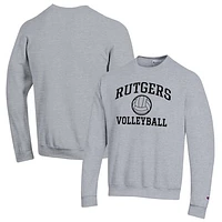 Men's Champion Heather Gray Rutgers Scarlet Knights Volleyball Icon Powerblend Pullover Sweatshirt