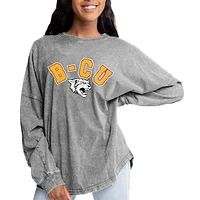 Women's Gameday Couture Gray Bethune-Cookman Wildcats Faded Wash Pullover Sweatshirt
