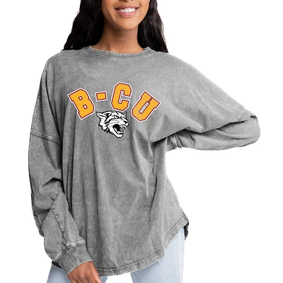 Women's Gameday Couture Gray Bethune-Cookman Wildcats Faded Wash Pullover Sweatshirt