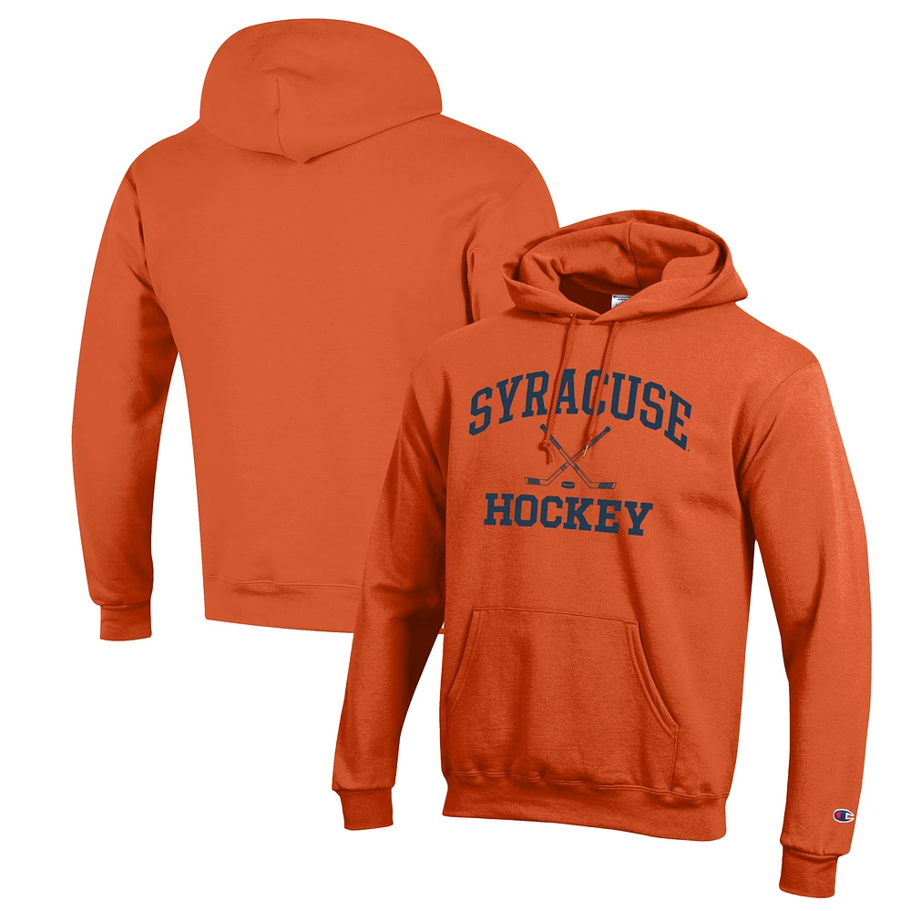 Men's Champion Orange Syracuse Hockey Icon Powerblend Pullover Hoodie