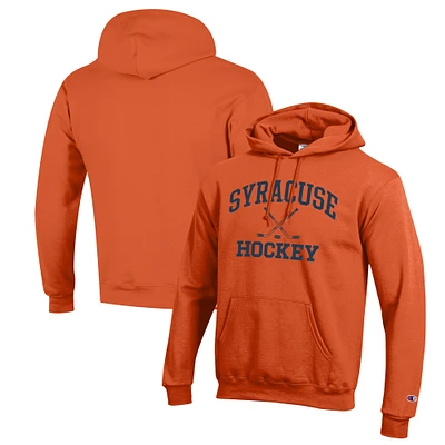Men's Champion Orange Syracuse Hockey Icon Powerblend Pullover Hoodie
