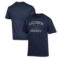 Men's Champion Navy UConn Huskies Hockey Icon Powerblend T-Shirt