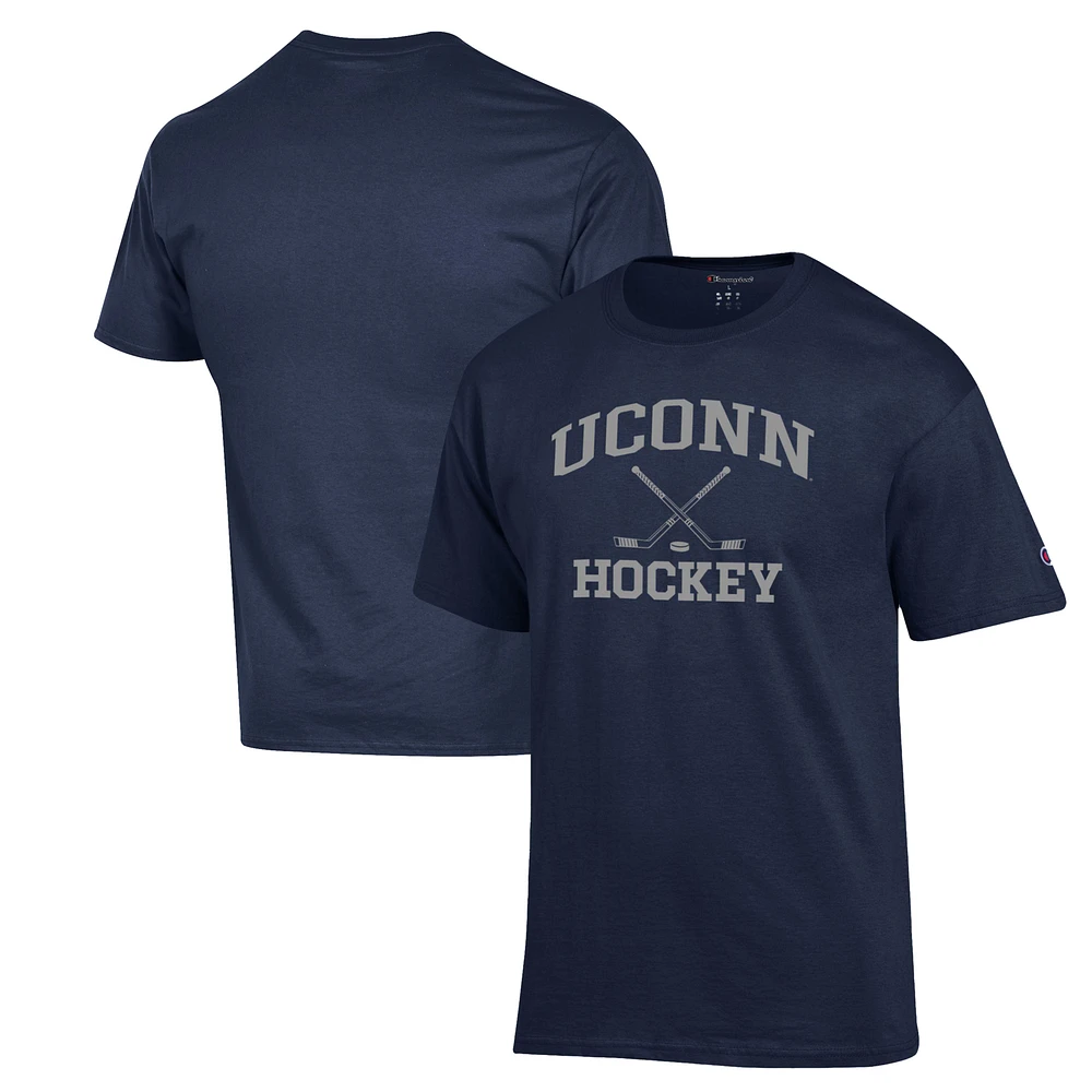 Men's Champion Navy UConn Huskies Hockey Icon Powerblend T-Shirt