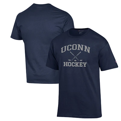 Men's Champion Navy UConn Huskies Hockey Icon Powerblend T-Shirt