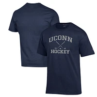 Men's Champion Navy UConn Huskies Hockey Icon Powerblend T-Shirt