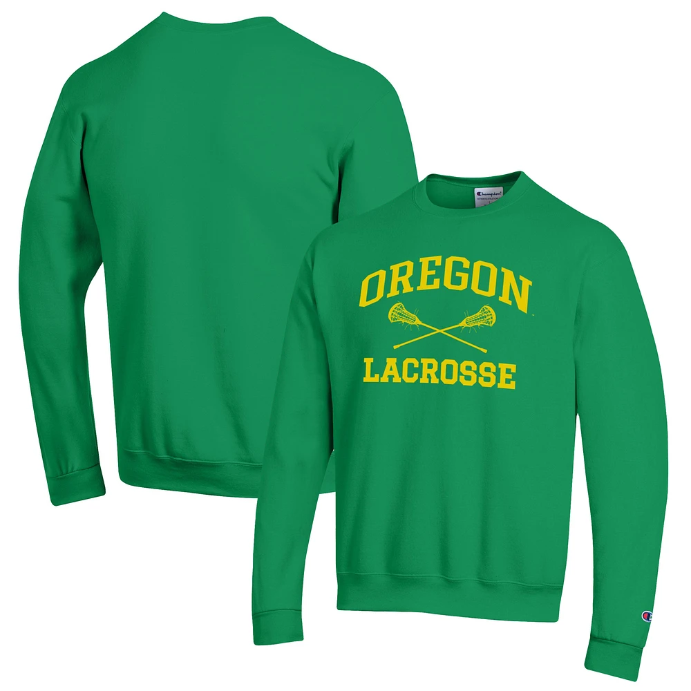 Men's Champion Oregon Ducks Lacrosse Icon Powerblend Pullover Sweatshirt
