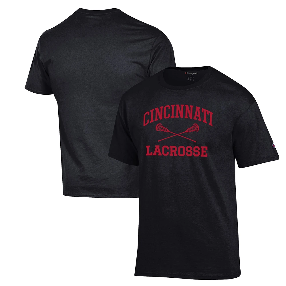 Men's Champion Black Cincinnati Bearcats Lacrosse Icon Powerblend T-Shirt