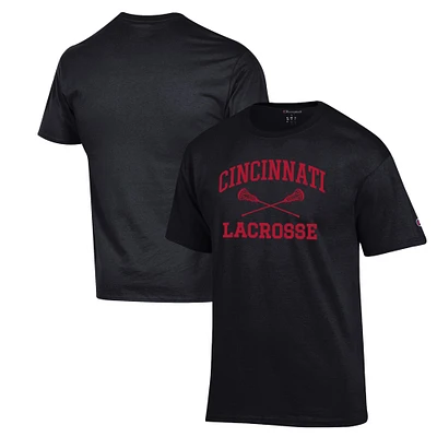 Men's Champion Black Cincinnati Bearcats Lacrosse Icon Powerblend T-Shirt