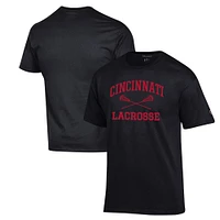 Men's Champion Black Cincinnati Bearcats Lacrosse Icon Powerblend T-Shirt