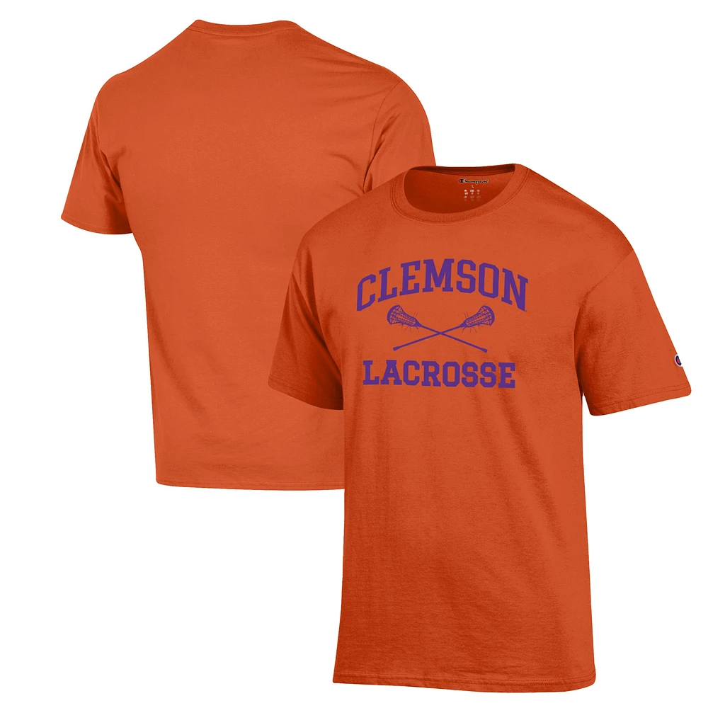 Men's Champion Orange Clemson Tigers Lacrosse Icon Powerblend T-Shirt