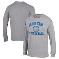 Men's Champion Heather Gray Air Force Falcons Volleyball Icon Powerblend Long Sleeve T-Shirt