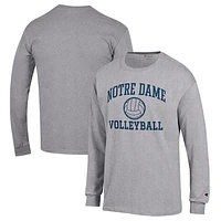 Men's Champion Heather Gray Notre Dame Fighting Irish Volleyball Icon Powerblend Long Sleeve T-Shirt